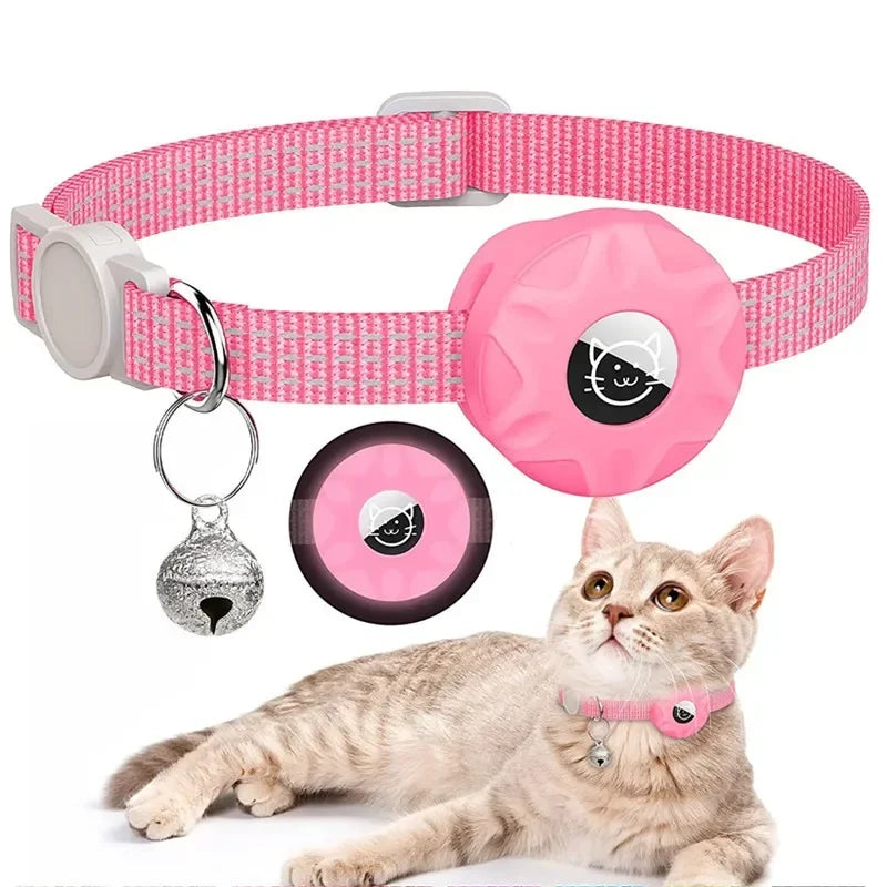 Reflective GPS Cat Collar with AirTag Holder and Bell