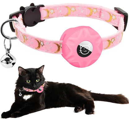 Reflective Cat Collar with Airtag Holder and Safety Breakaway