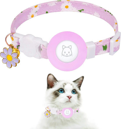 Breakaway Cat Collar with Silicone Airtag Holder & Charms