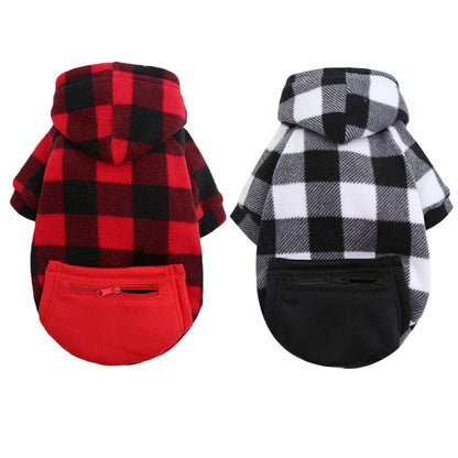 Plaid Dog Hoodie Jacket for Cold Weather - Warm Pet Apparel