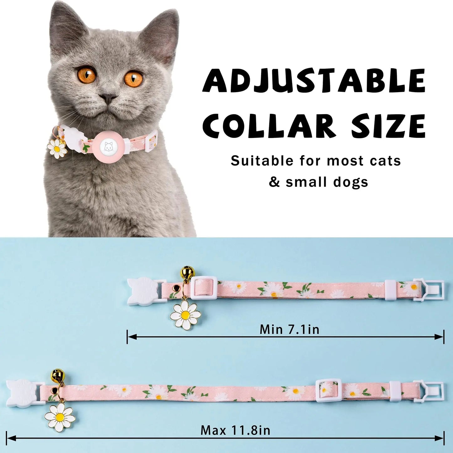 Breakaway Cat Collar with Silicone Airtag Holder & Charms