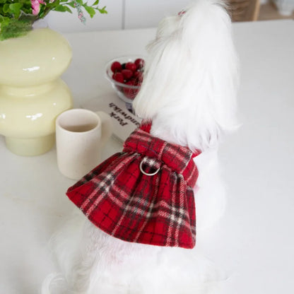 Plaid Christmas Dog Vest and Skirt for Small Pets