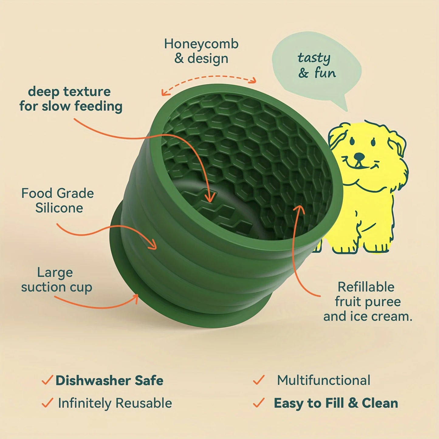Silicone Slow Feeder Dog Bowl for Small to Medium Breeds