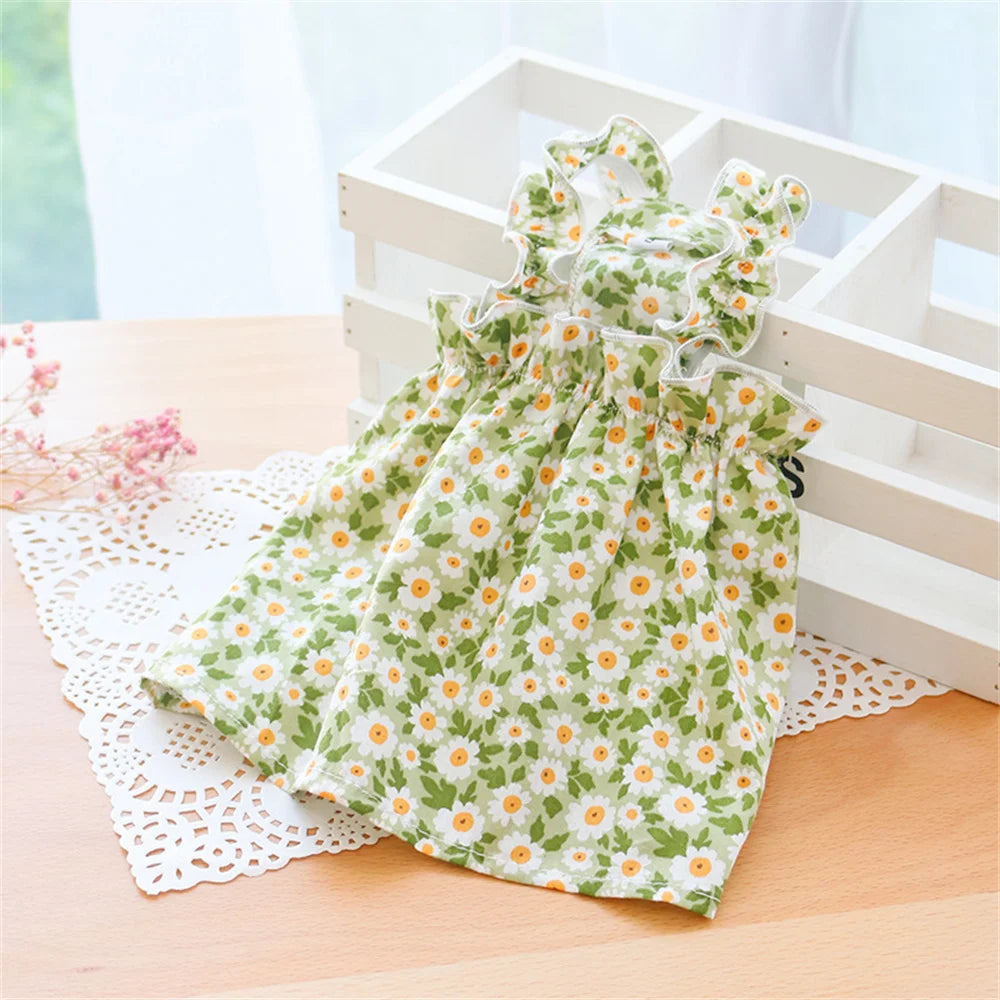 Floral Cotton Suspender Skirt for Cats and Dogs