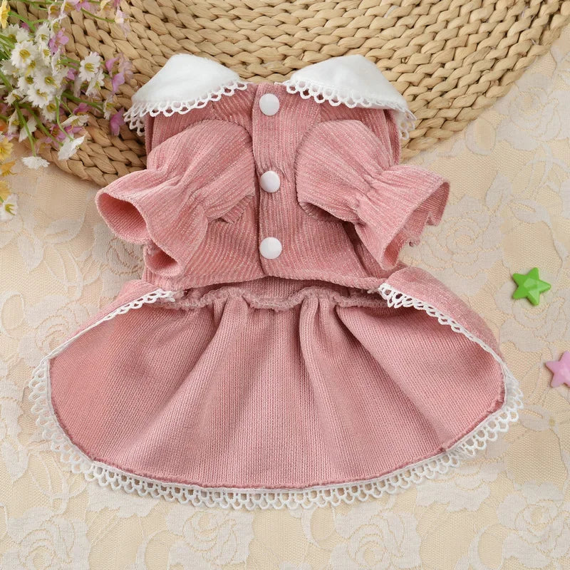 Pearl Button Princess Dress for Small Dogs and Cats