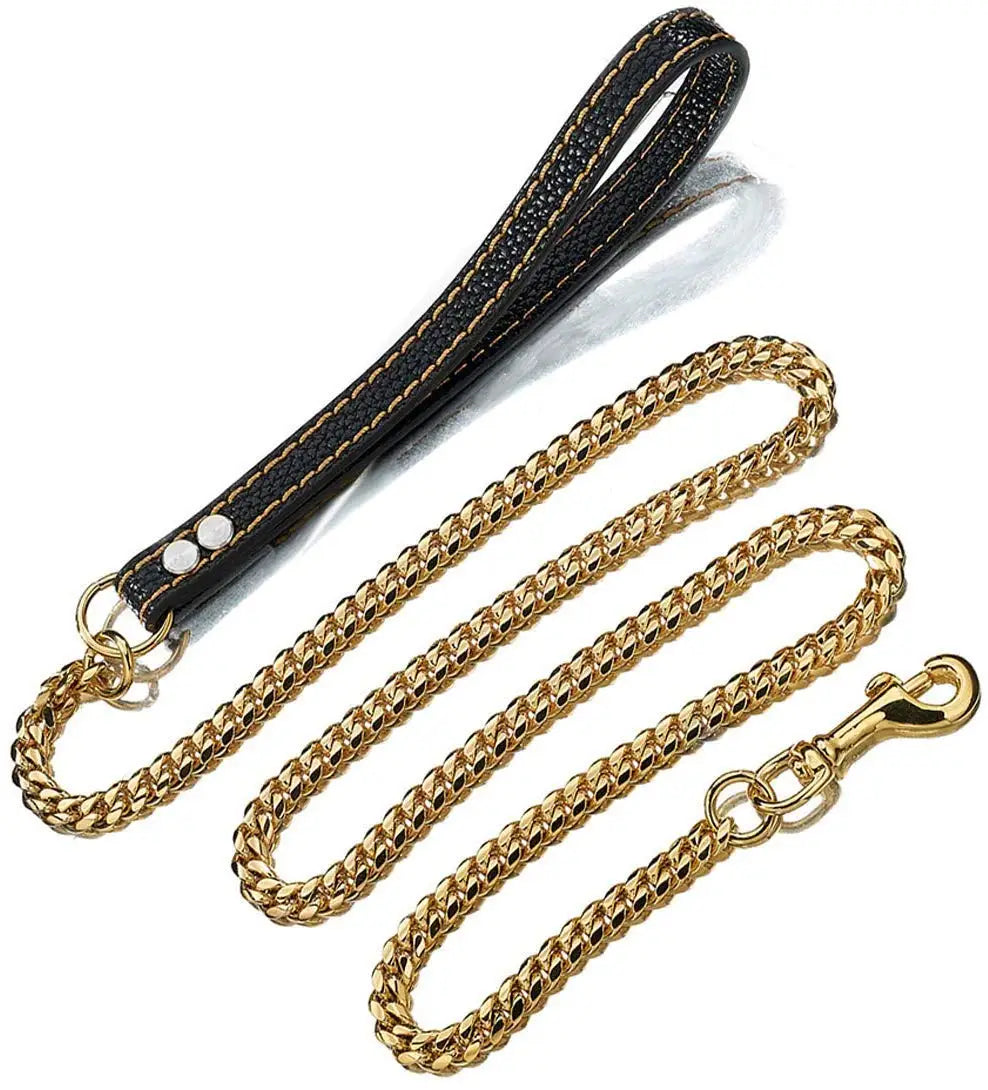 Gold Stainless Steel Chain Collar for Medium & Large Dogs