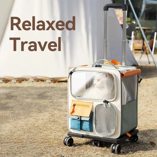 Portable Pet Trolley Backpack for Cats and Small Dogs