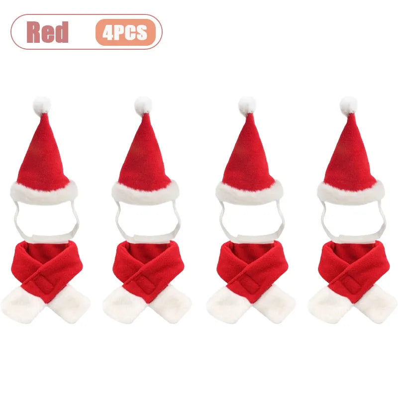 Pet Christmas Hat and Scarf Set for Cats and Small Dogs