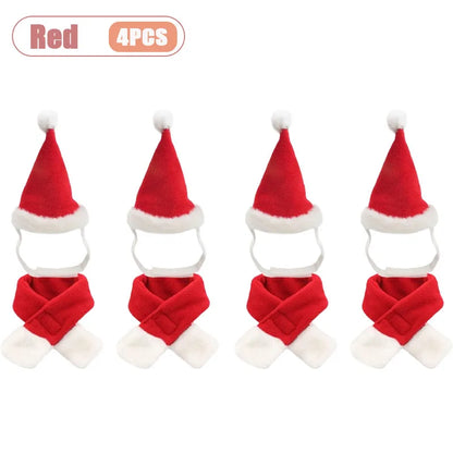 Pet Christmas Hat and Scarf Set for Cats and Small Dogs
