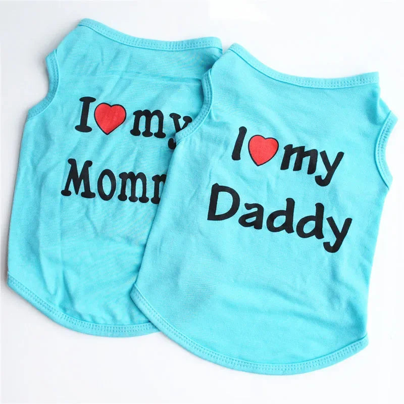 I Love Mommy & Daddy Cat Vest Tee Shirt for Kittens