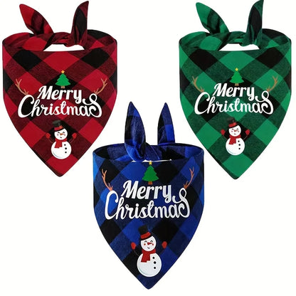 3-Pack Christmas Pet Triangle Scarves for Dogs and Cats