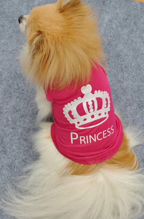 Crown Print Dog T-Shirt for Small Dogs and Puppies