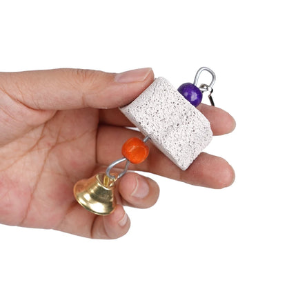 Calcium Stone Chewing Toy with Bells for Small Pets