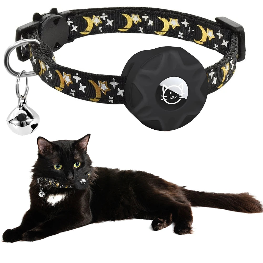 Reflective Cat Collar with Airtag Holder and Safety Breakaway