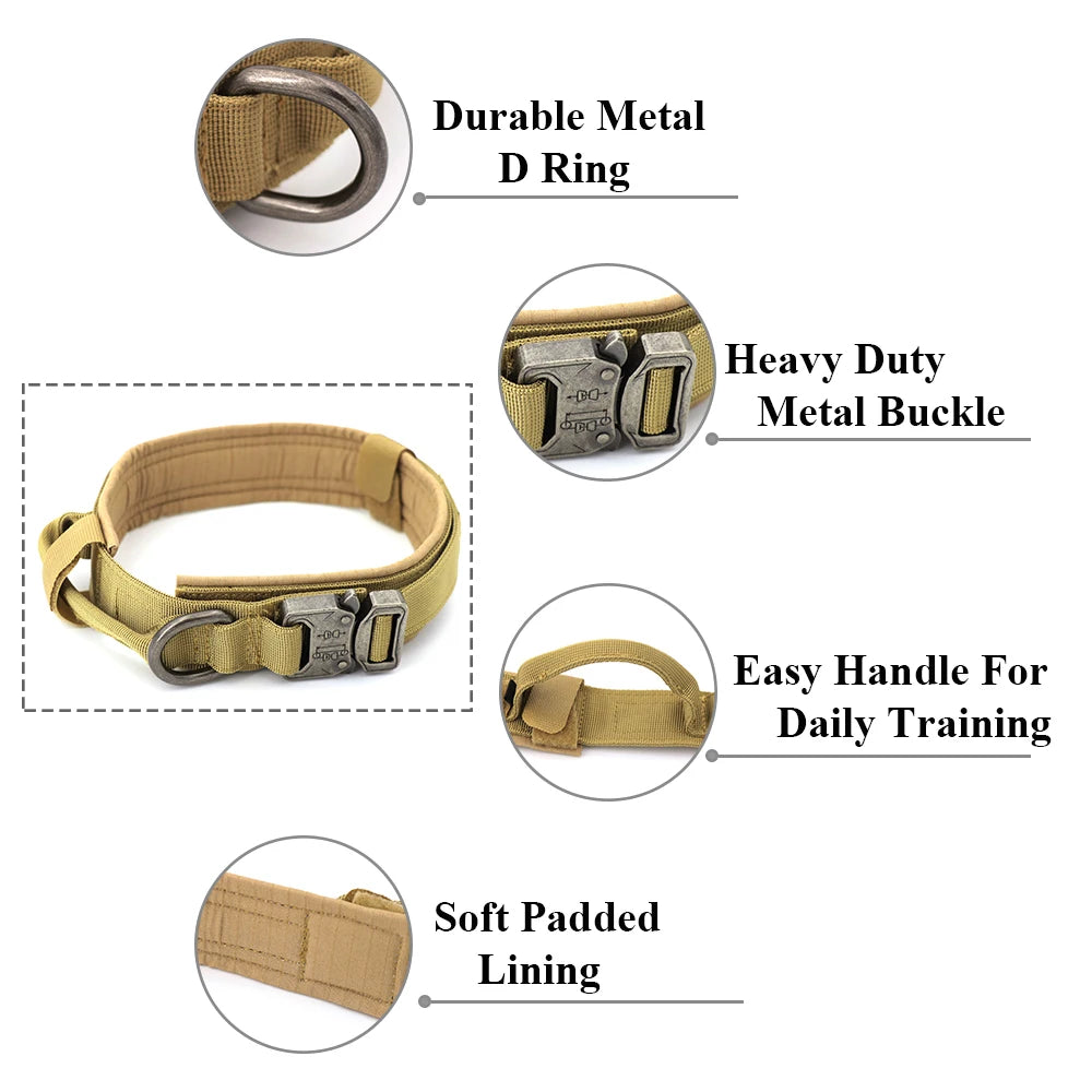Tactical Dog Collar with Handle for Medium and Large Dogs