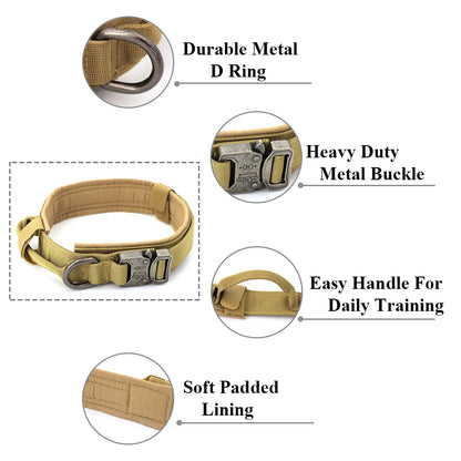 Tactical Dog Collar with Handle for Medium and Large Dogs