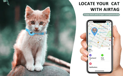 Reflective GPS Cat Collar with AirTag Holder and Bell