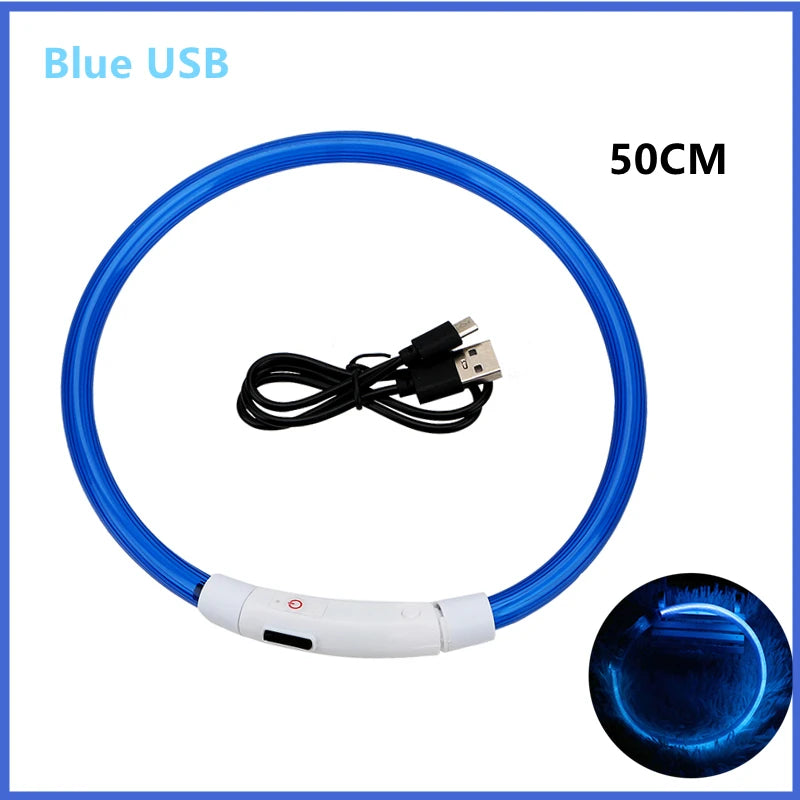 LED Glowing USB Rechargeable Pet Safety Collar for Dogs and Cats