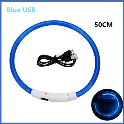 LED Glowing USB Rechargeable Pet Safety Collar for Dogs and Cats