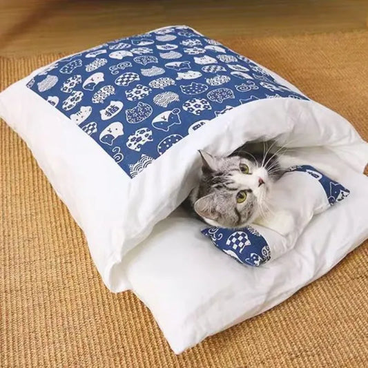 Kawaii Cozy Removable Cat Bed House for Adult Cats and Dogs