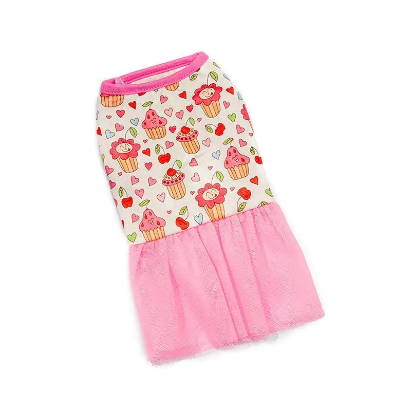 Lace Design Spring Summer Dog & Cat Dress with Mesh Skirt