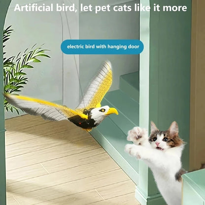 Electric Flying Bird Interactive Cat Toy with Teaser Stick