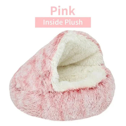 Fluffy Hooded Pet Bed for Cats and Small Dogs