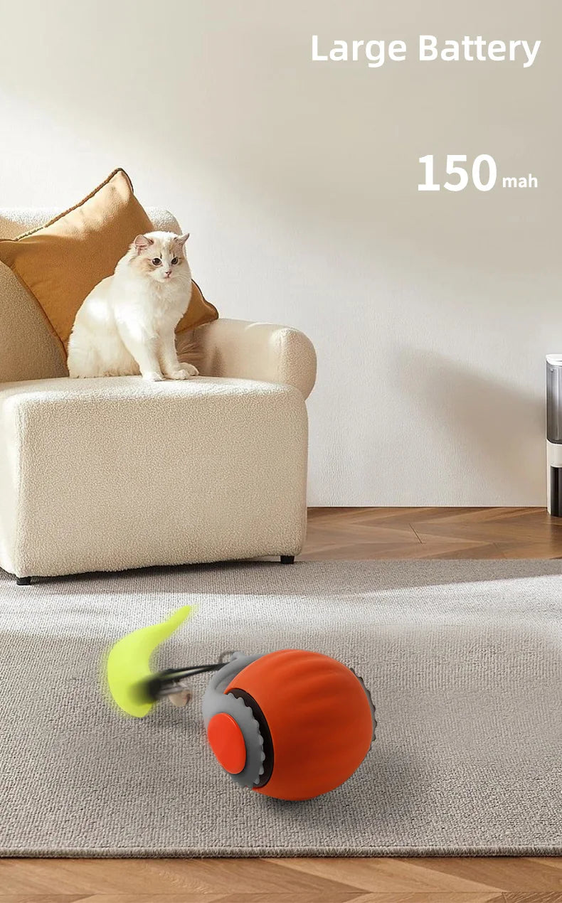 Rechargeable Interactive Cat Ball Toy with Faux Tail