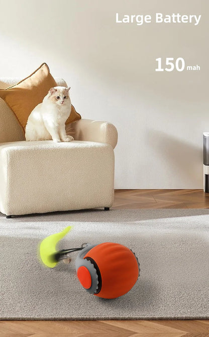 Rechargeable Interactive Cat Ball Toy with Faux Tail