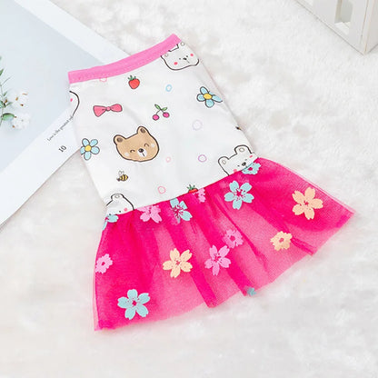 Lace Design Spring Summer Dog & Cat Dress with Mesh Skirt