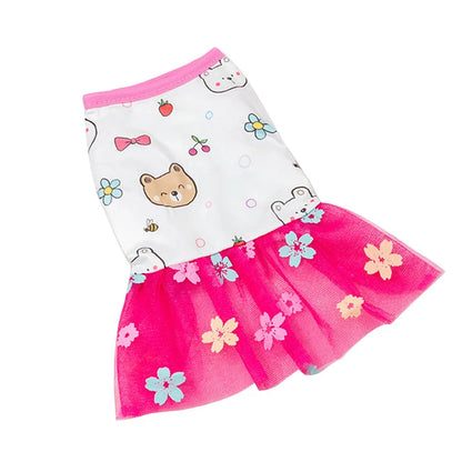 Lace Design Spring Summer Dog & Cat Dress with Mesh Skirt