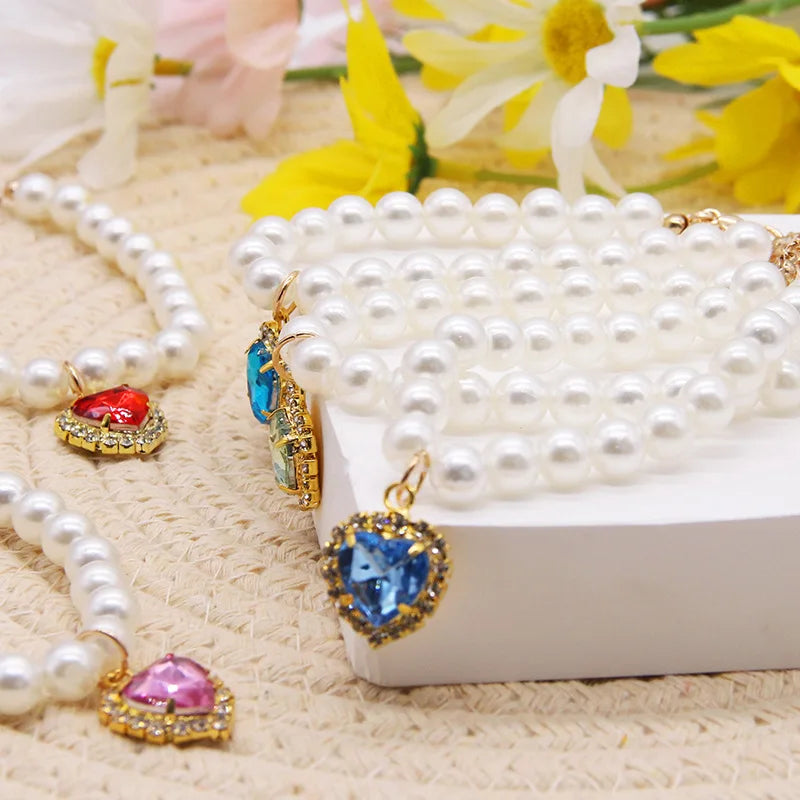 Adjustable Cat Collar with Pearl Decoration for Kittens