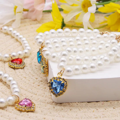 Adjustable Cat Collar with Pearl Decoration for Kittens