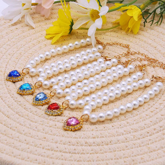 Adjustable Cat Collar with Pearl Decoration for Kittens