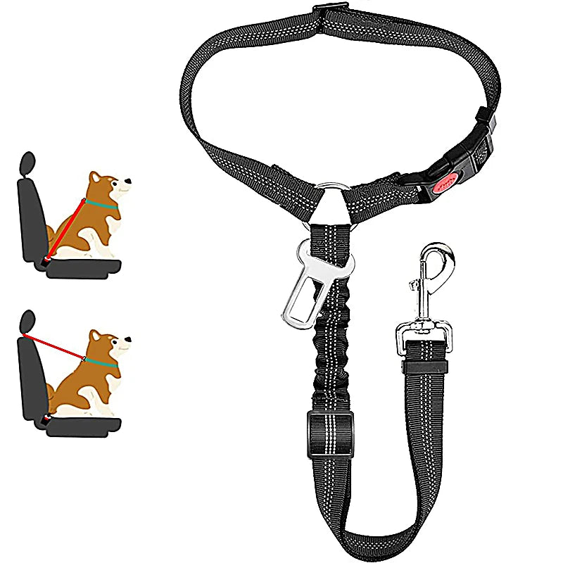 Adjustable Dog Harness and Car Seat Belt for Pets