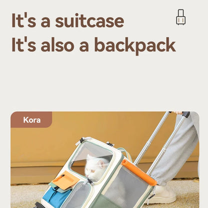 Portable Pet Trolley Backpack for Cats and Small Dogs