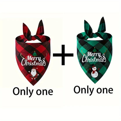 Santa & Snowman Holiday Dog Bandana - Adjustable Polyester