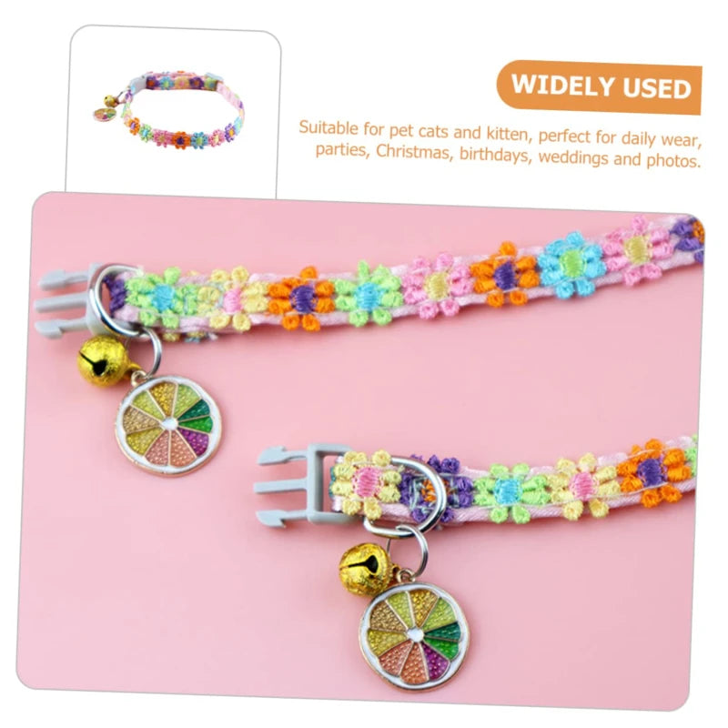 Colorful Adjustable Pet Collar with Bell for Dogs and Cats