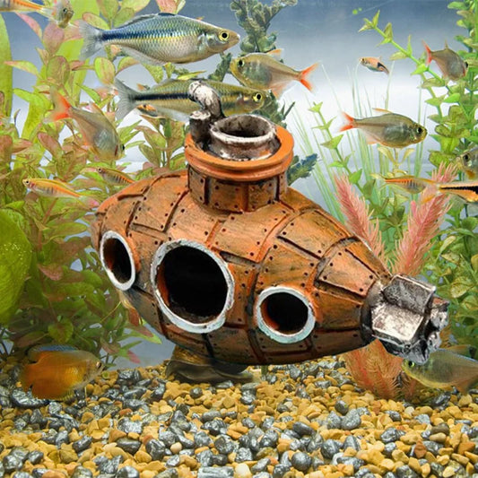 Vintage Submarine Wreck Aquarium Decoration for Fish Tanks