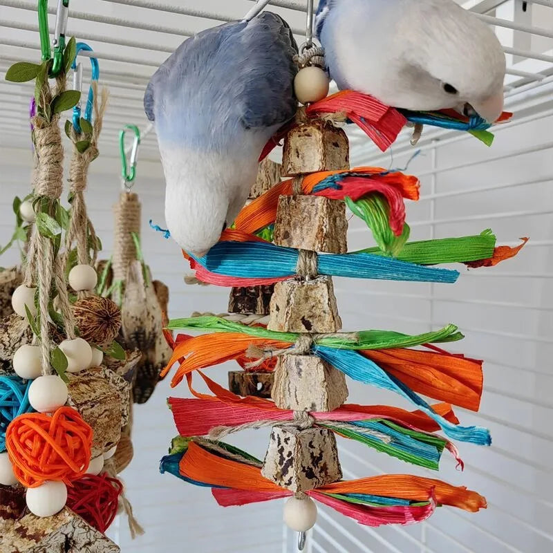 Stainless Steel Bird Toys with Chewable Acrylic Pots