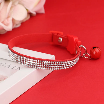 Adjustable Pink Rhinestone Cat Collar with Safety Breakaway