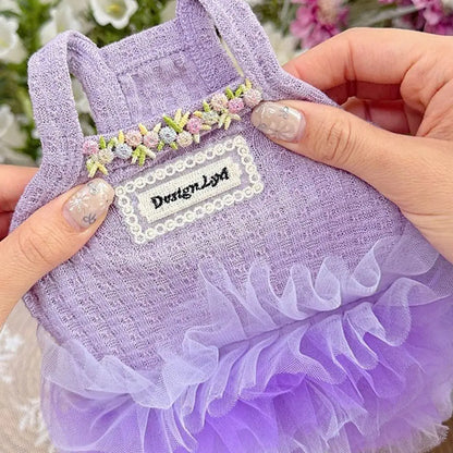 Lightweight Purple Lace Dog Summer Dress for Small Pets