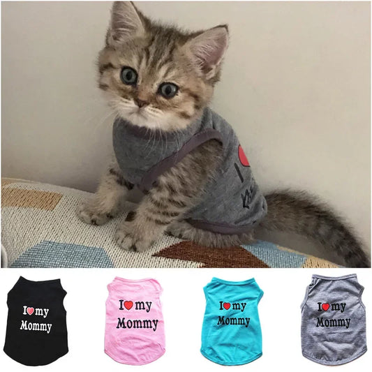 I Love Mommy & Daddy Cat Vest Tee Shirt for Kittens