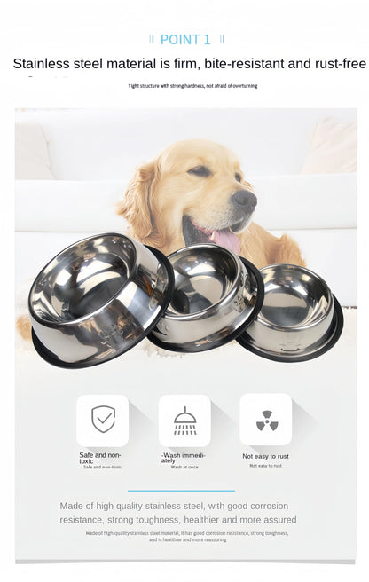 Stainless Steel Pet Feeding Bowl for Dogs and Cats - 6 Sizes