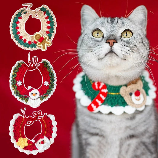 Christmas Cat Bow Tie Collar Scarf for Festive Pet Style