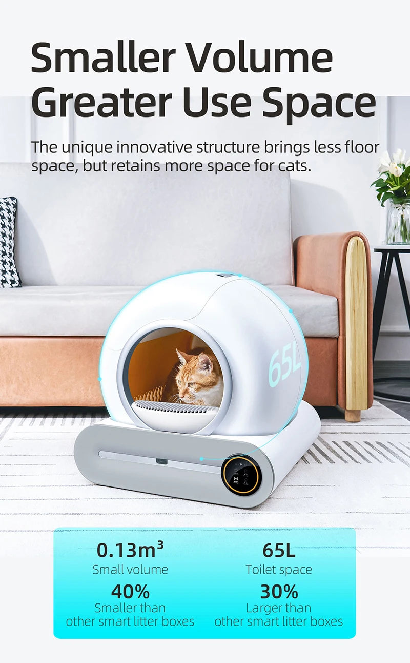 Self-Cleaning 65L Enclosed Cat Litter Box for Large Cats