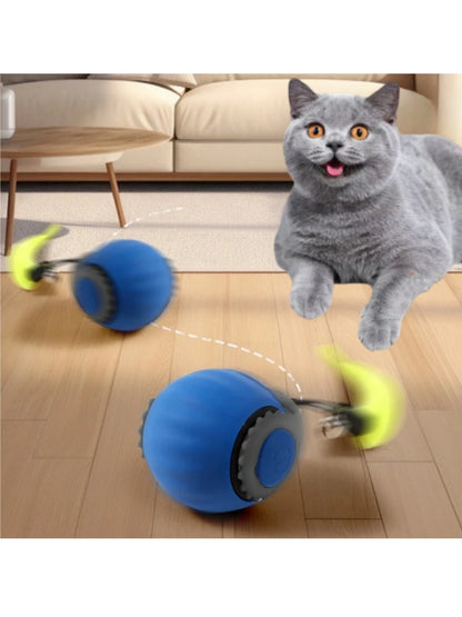 Rechargeable Interactive Cat Ball Toy with Faux Tail