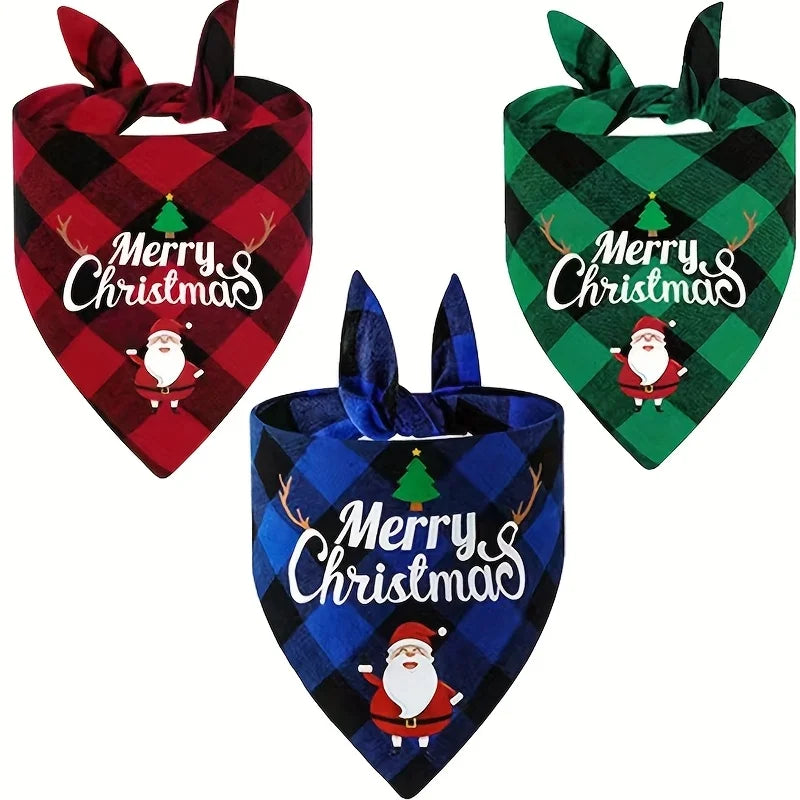 3-Pack Christmas Pet Triangle Scarves for Dogs and Cats