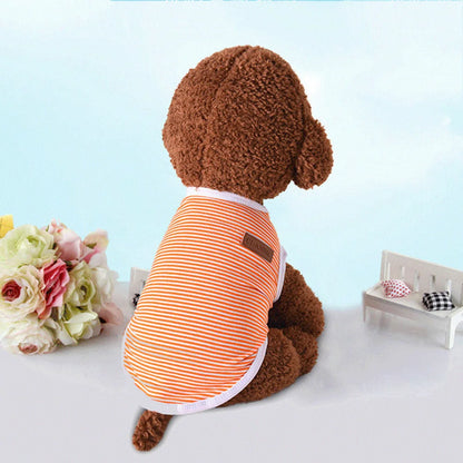 Striped Cotton Sleeveless T-Shirt for Small Dogs and Cats