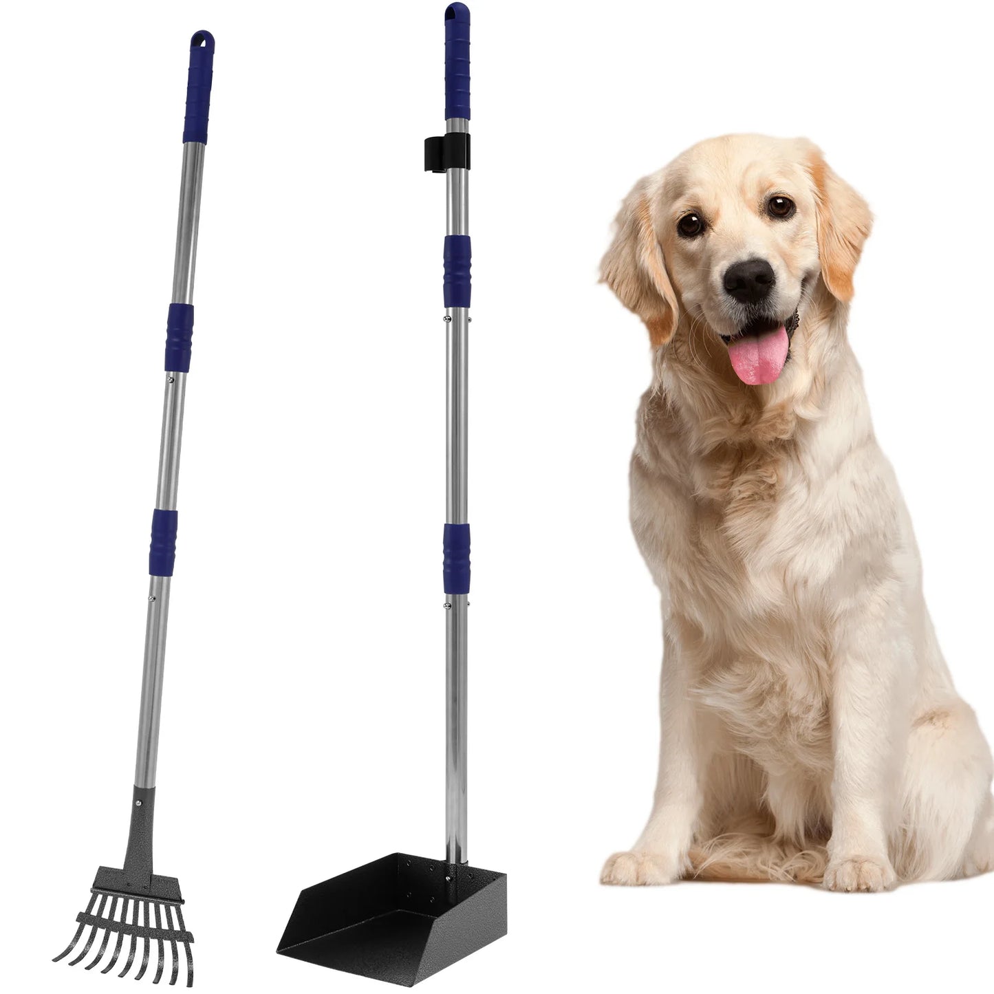 Pet Pooper Scooper Set with Long Handle for Easy Waste Clean-Up